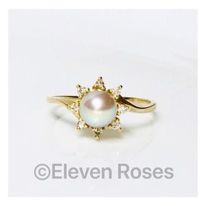 Na Hoku 14k Gold Pearl & Diamond Ring